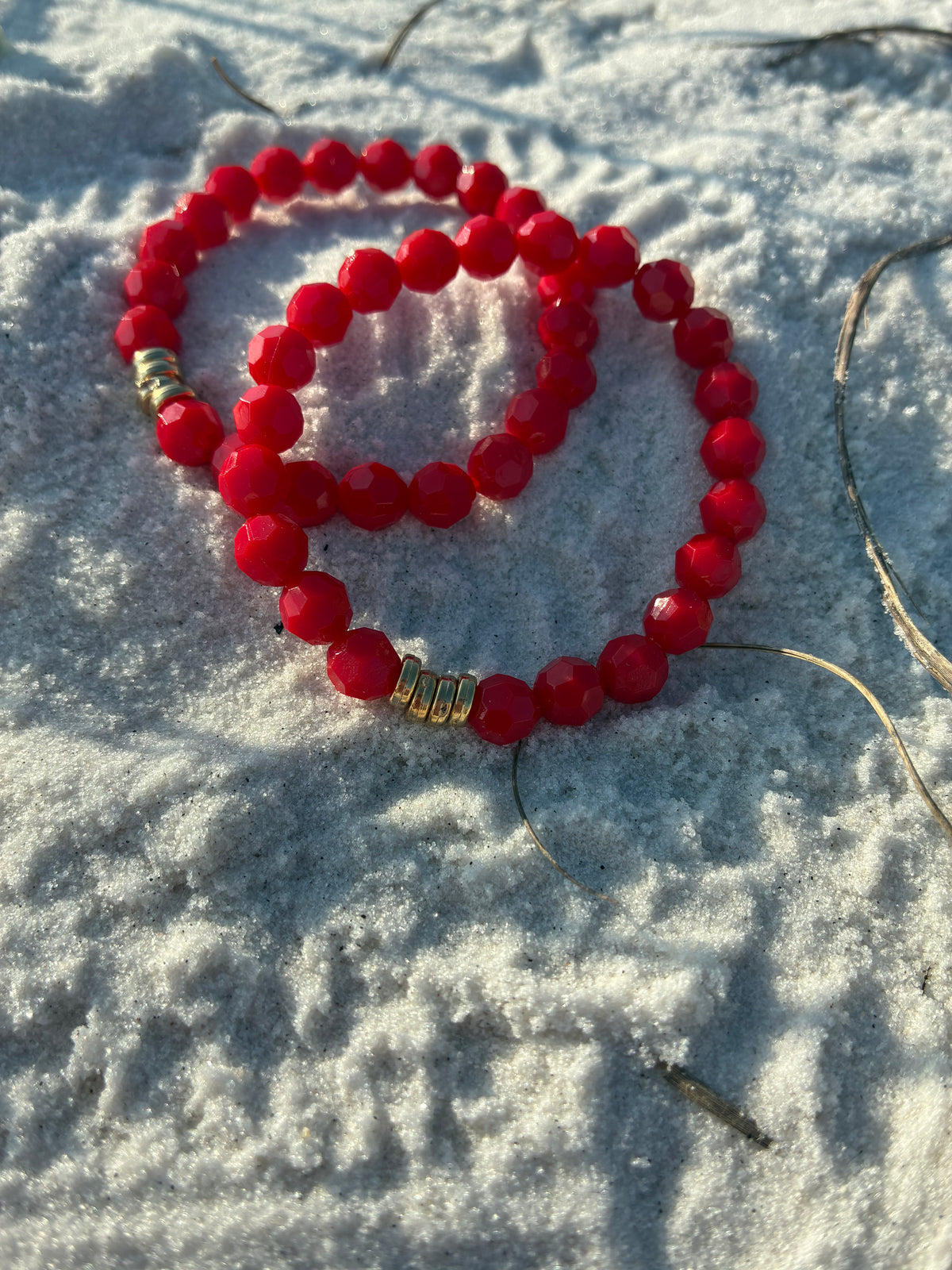 The Rose  - Red stacked bracelet